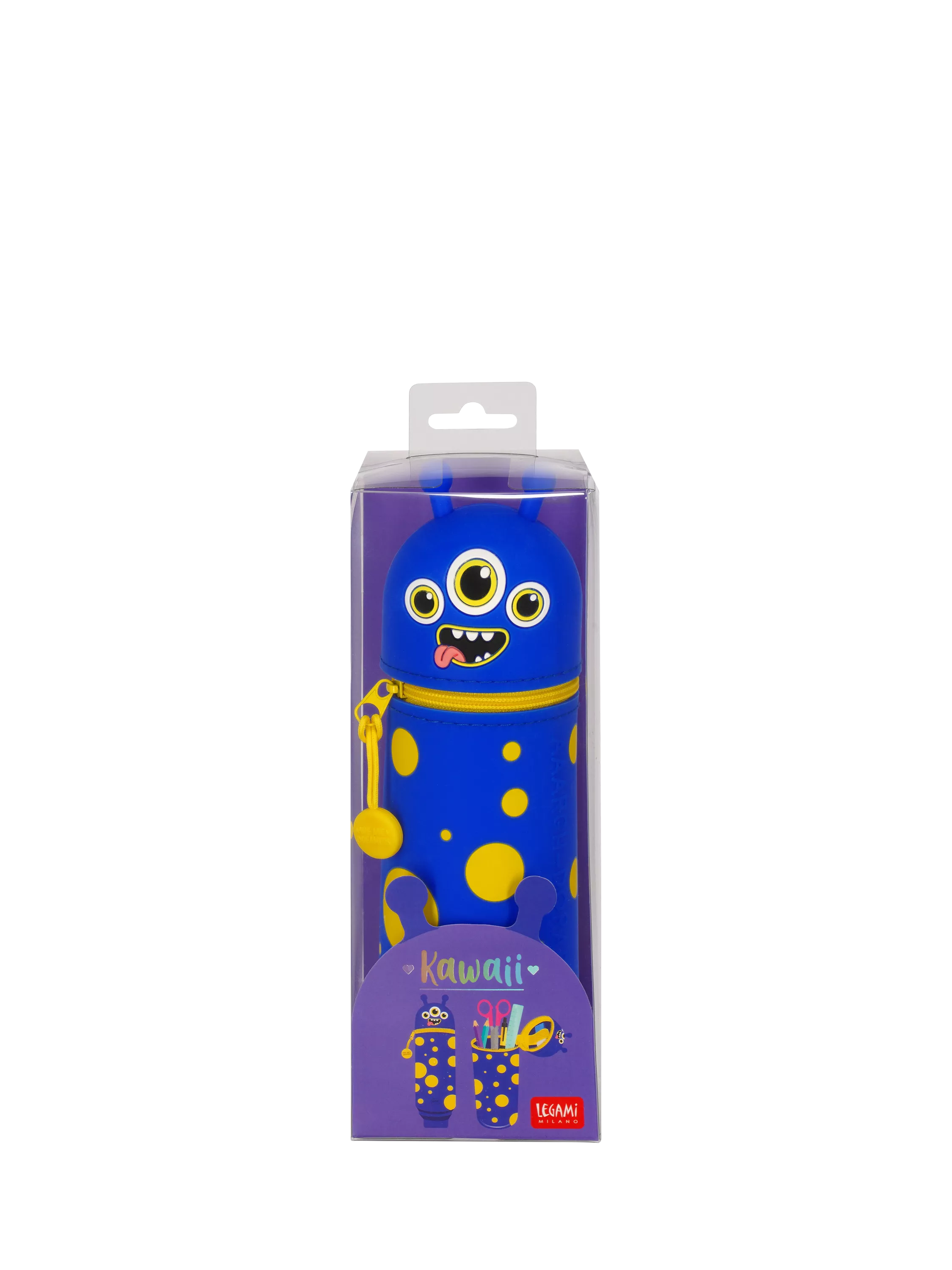 Legami Kawaii Monster pencil case navy blue silicone - British product