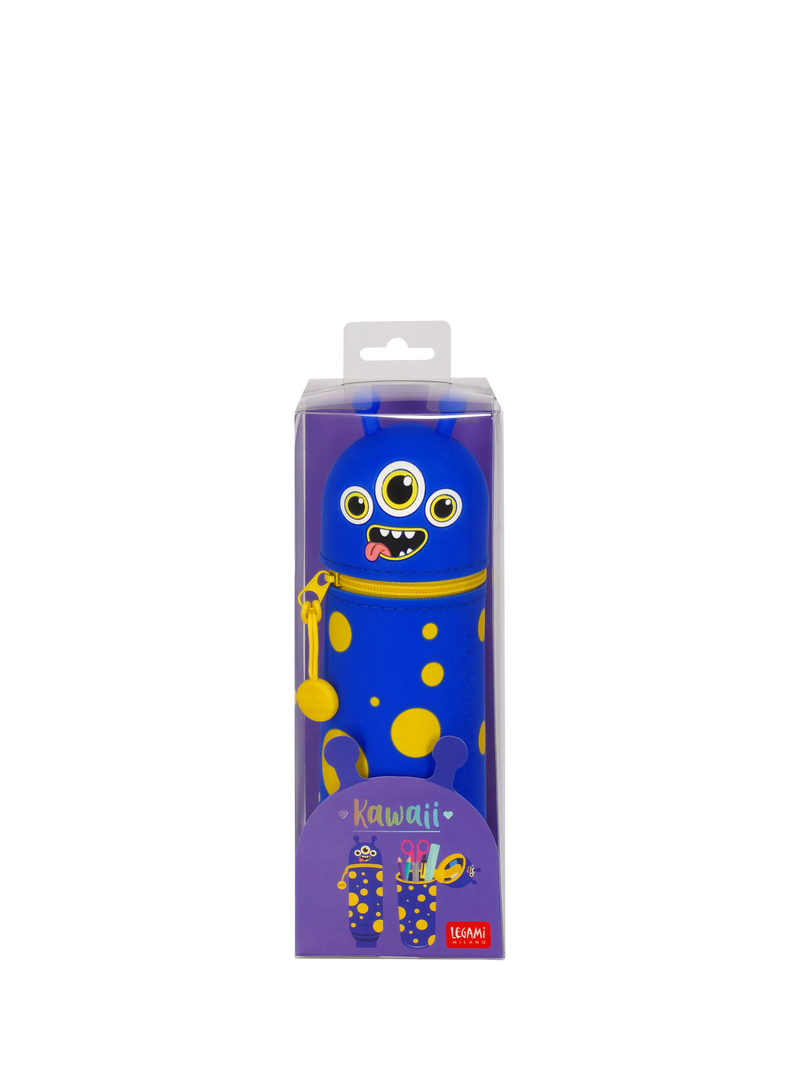 Legami Kawaii Monster pencil case navy blue silicone - British product