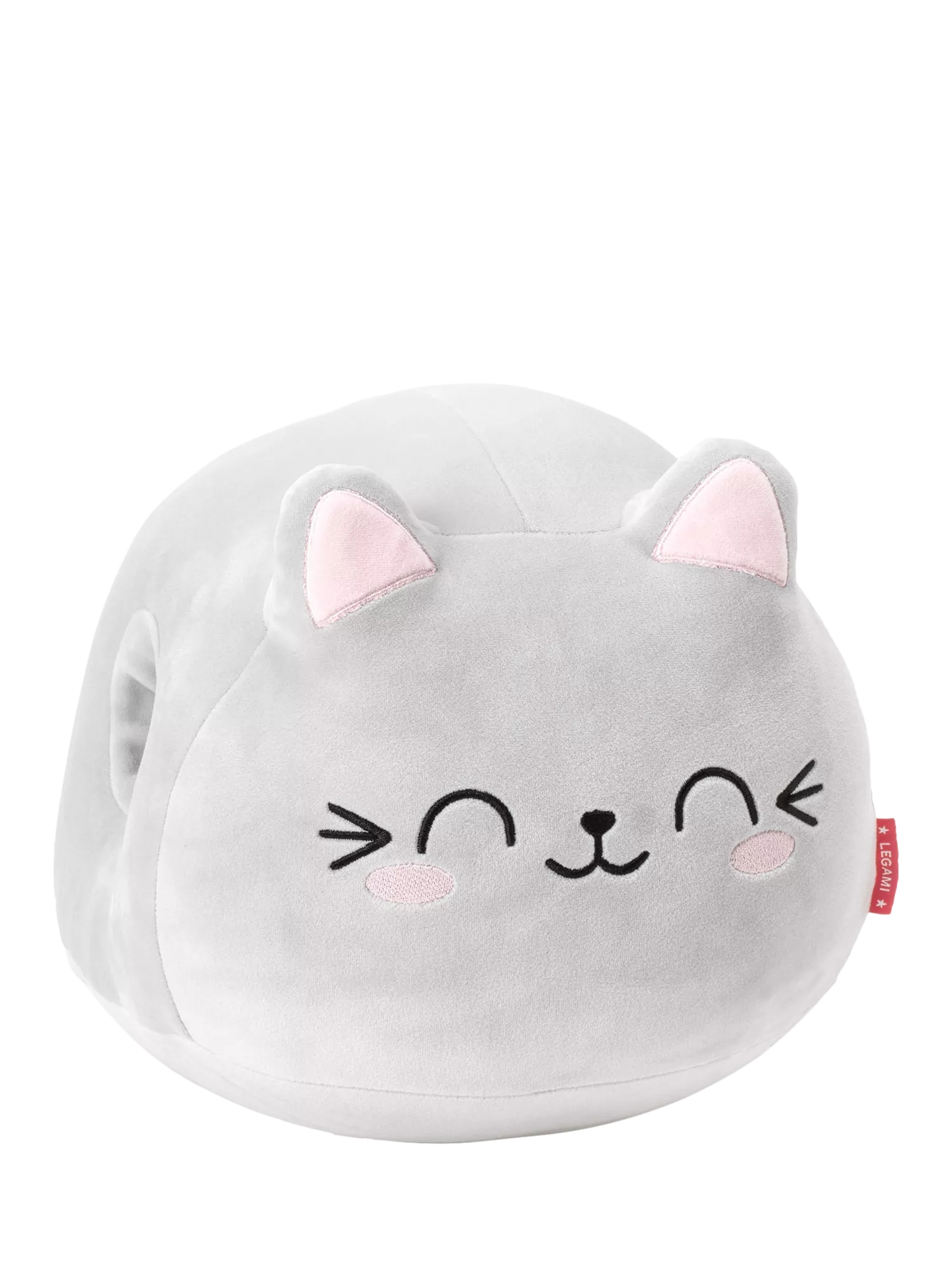 Legami grey cat-shaped super soft cushion, imported from the UK