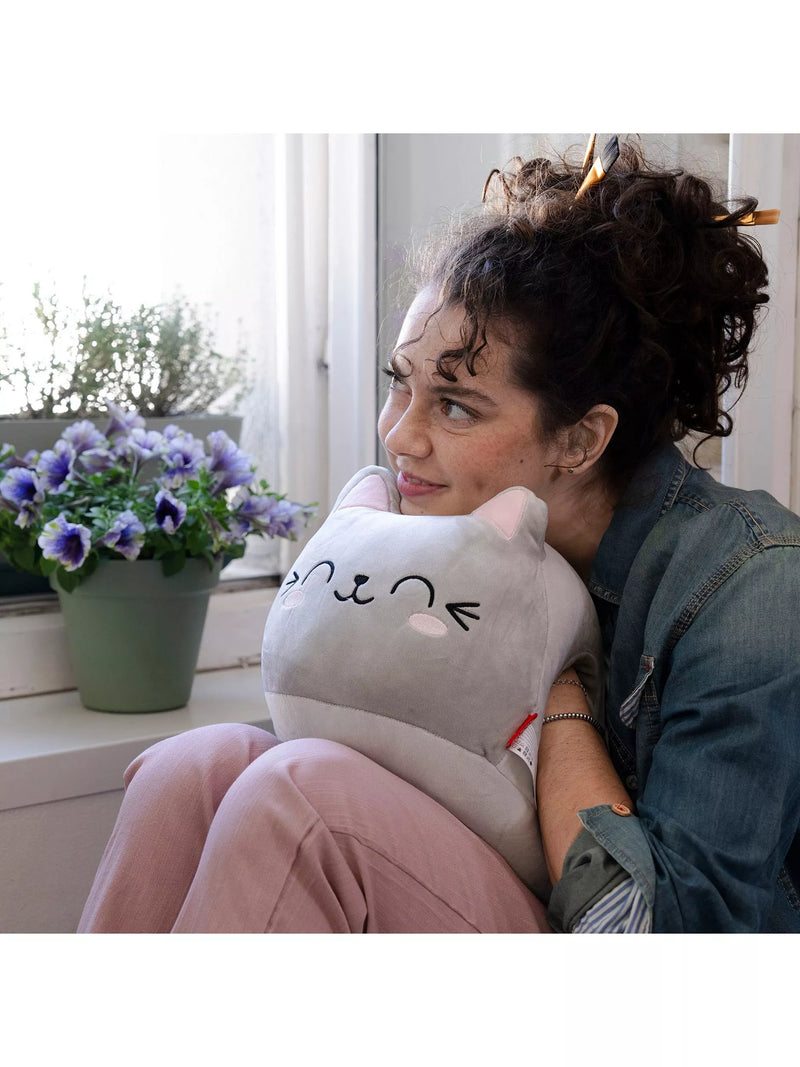 Legami grey cat-shaped super soft cushion, imported from the UK