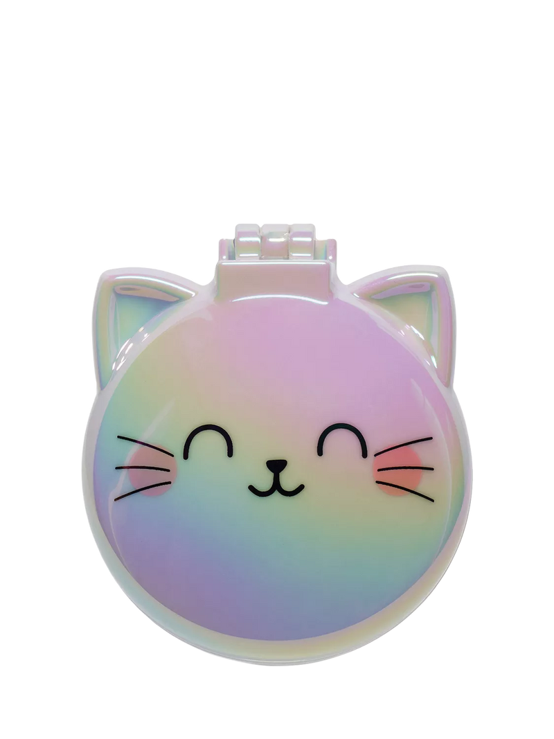 Legami grey Kitty hairbrush with mirror, imported from the UK