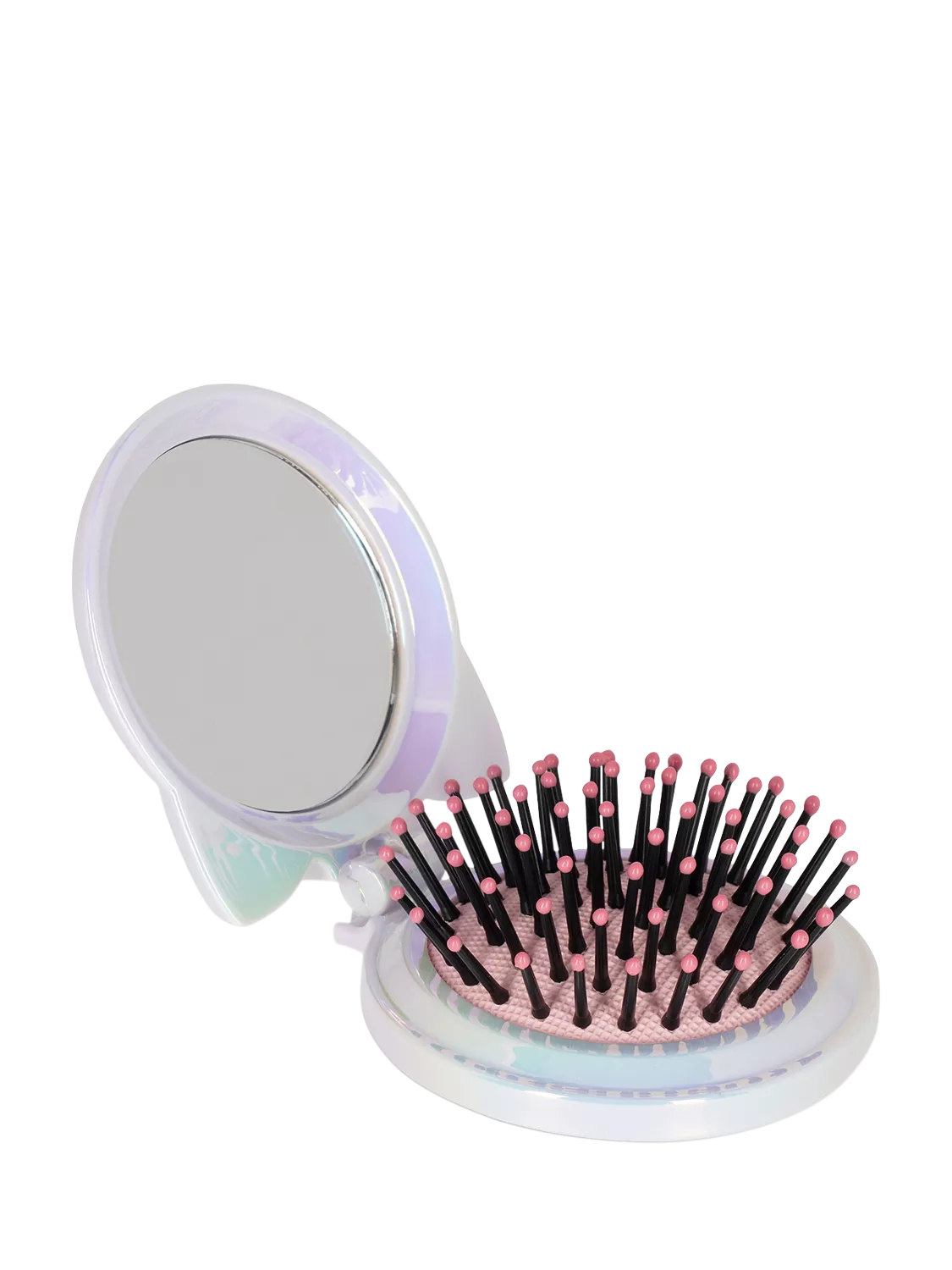 Legami grey Kitty hairbrush with mirror, imported from the UK