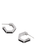 Coach hexagon enamel huggie earrings antique silver 10mm, UK version