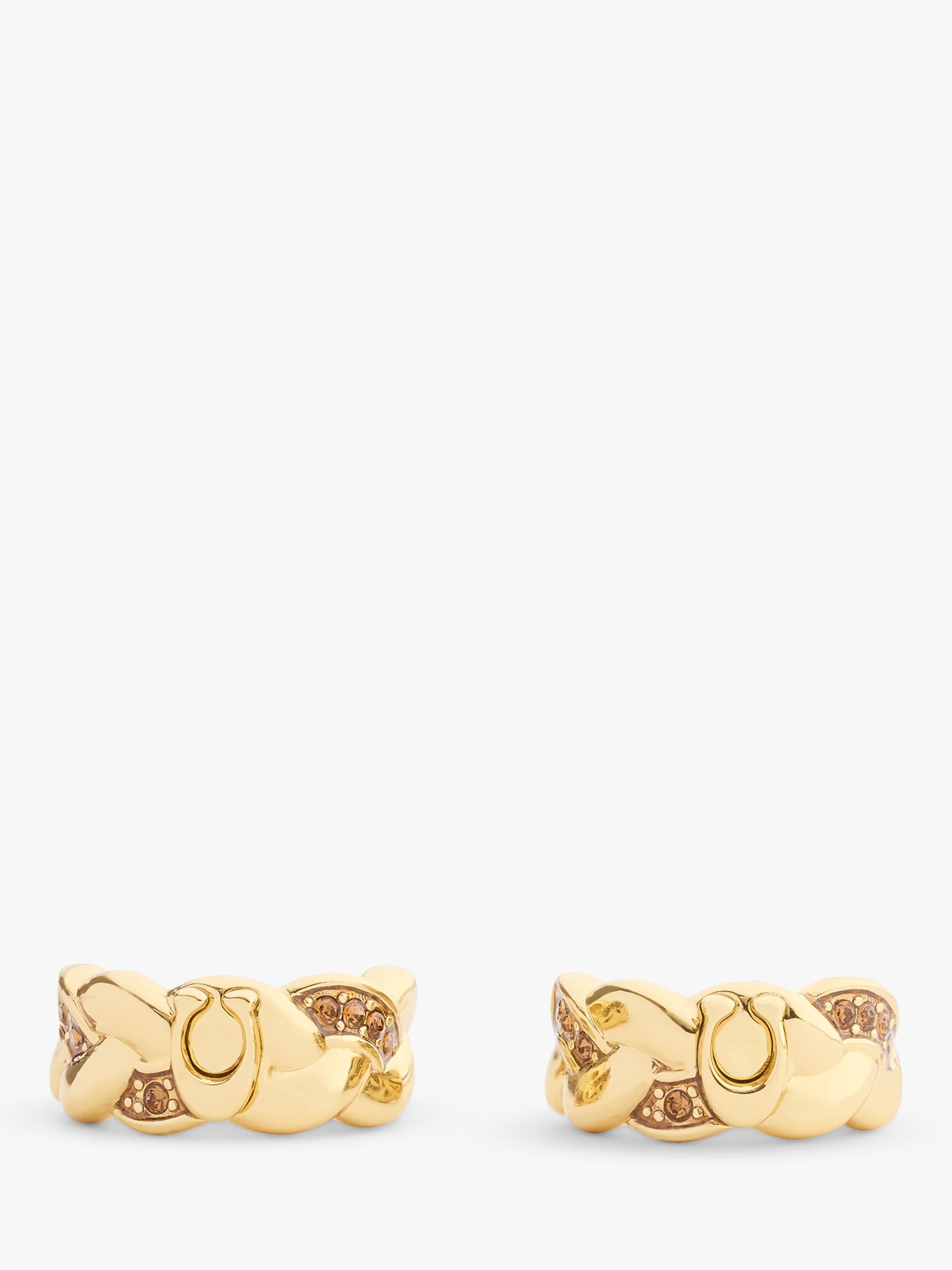 Coach gold braided hoop earrings with C motif, imported from the UK