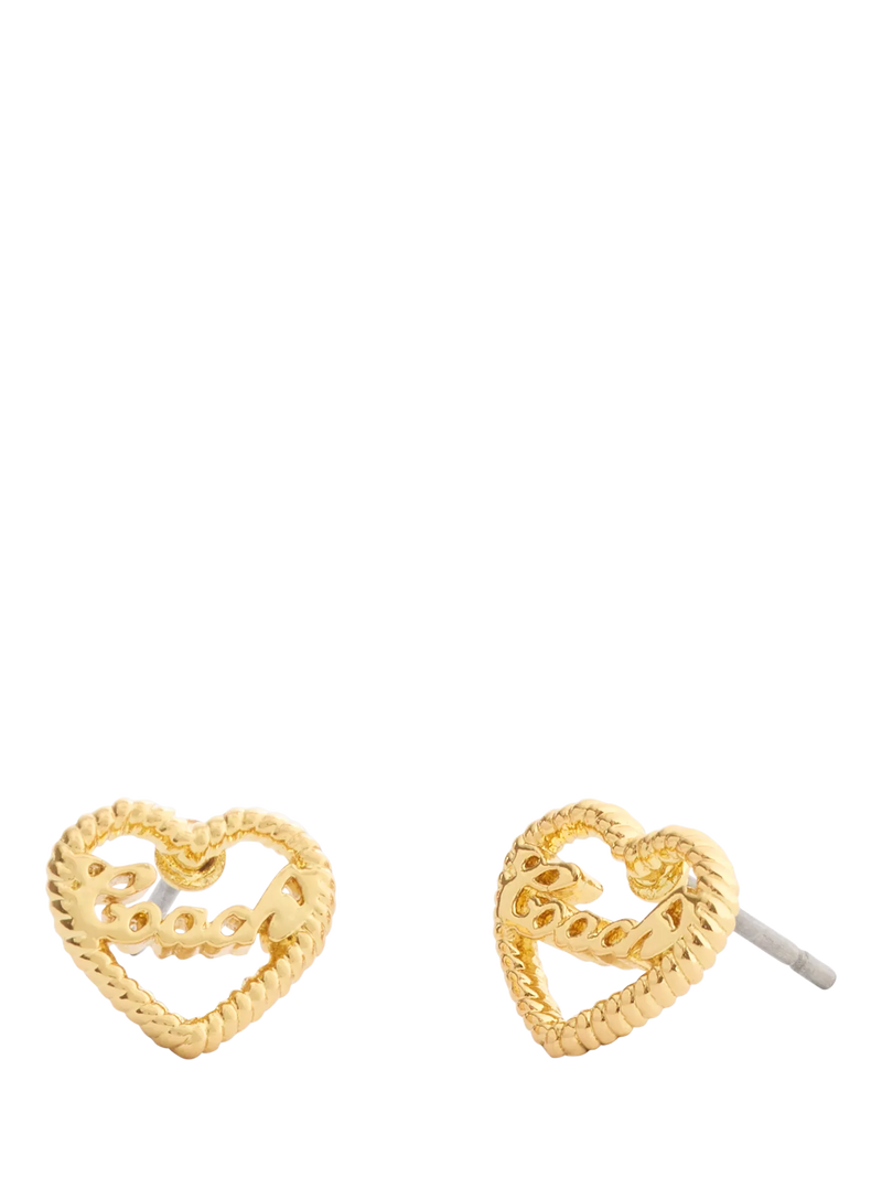 Coach gold open heart earrings studs hypoallergenic titanium (British brand)
