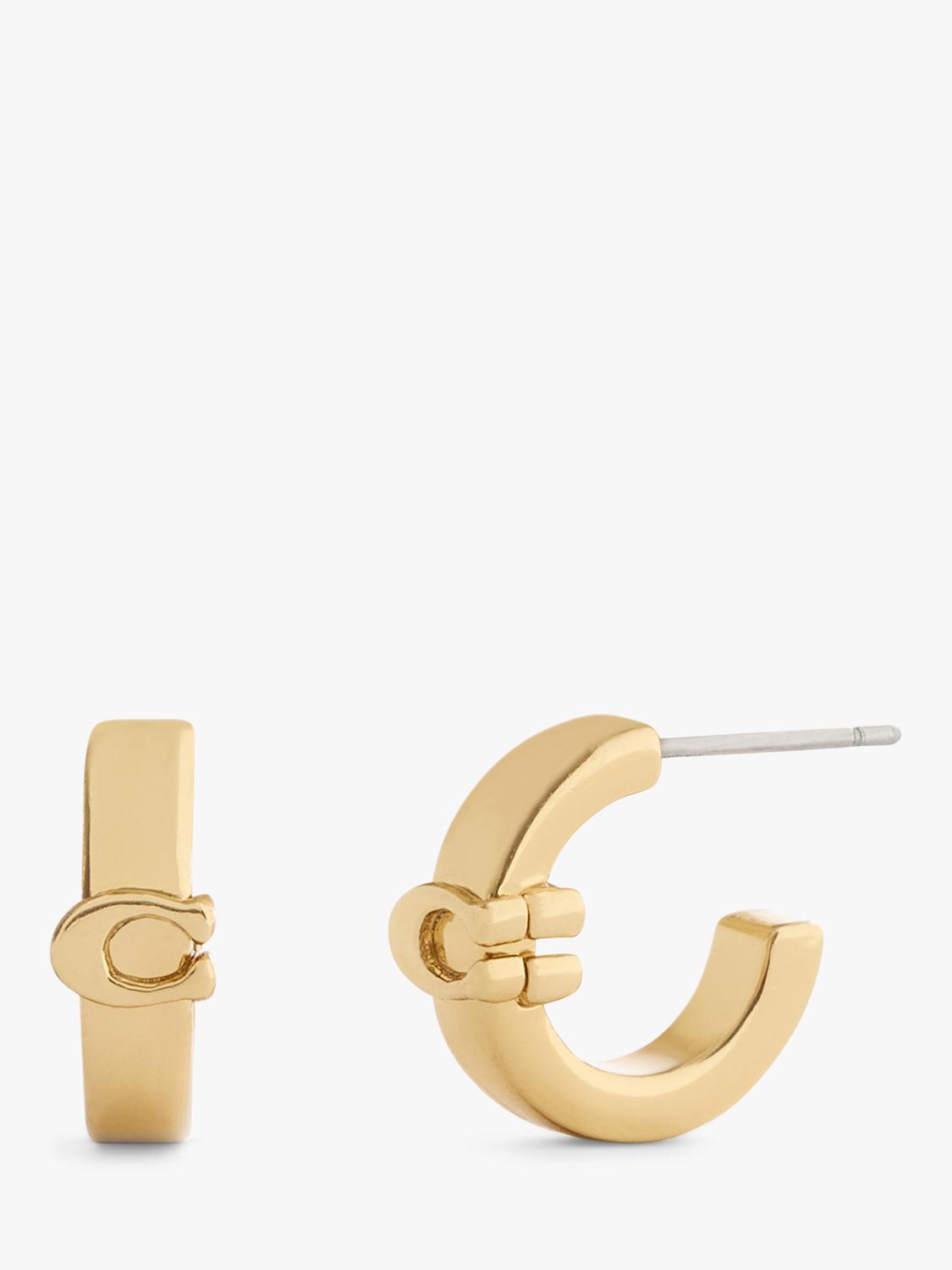 Coach Signature C huggie hoop earrings gold tone (British brand)