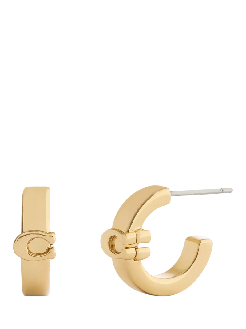 Coach Minimal Signature C Huggie Hoop Earrings