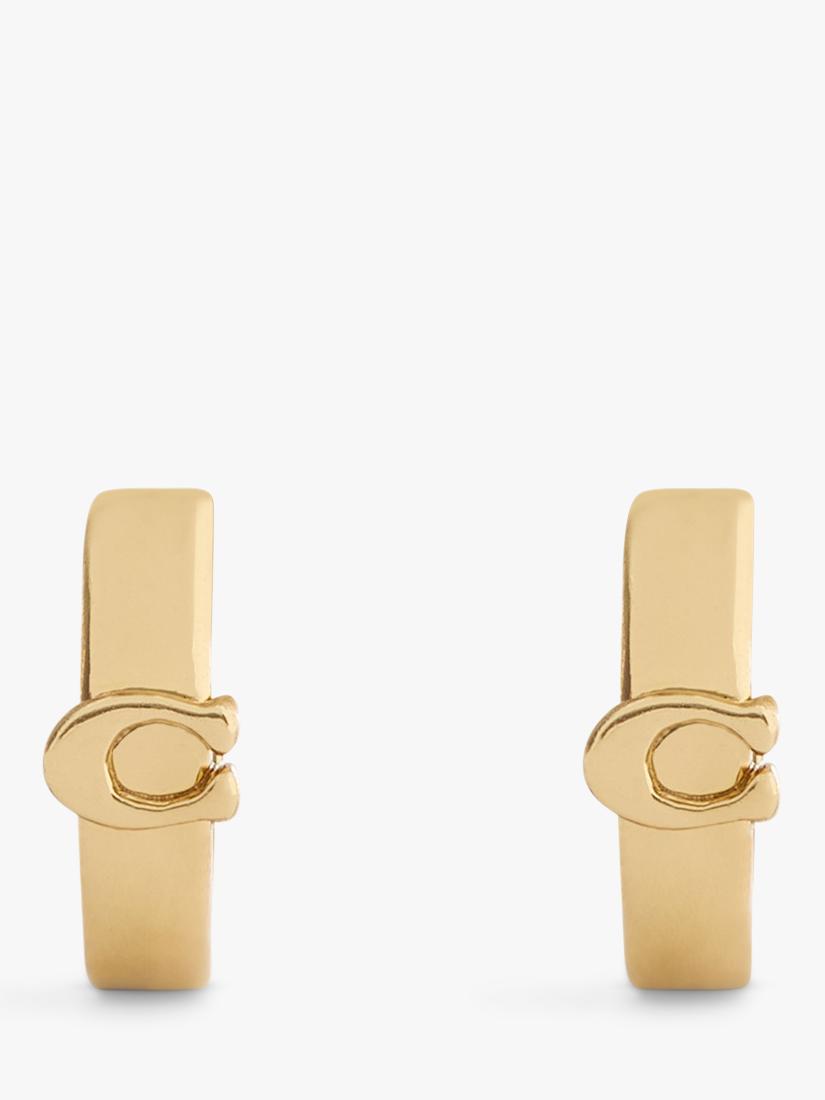 Coach Signature C huggie hoop earrings gold tone (British brand)