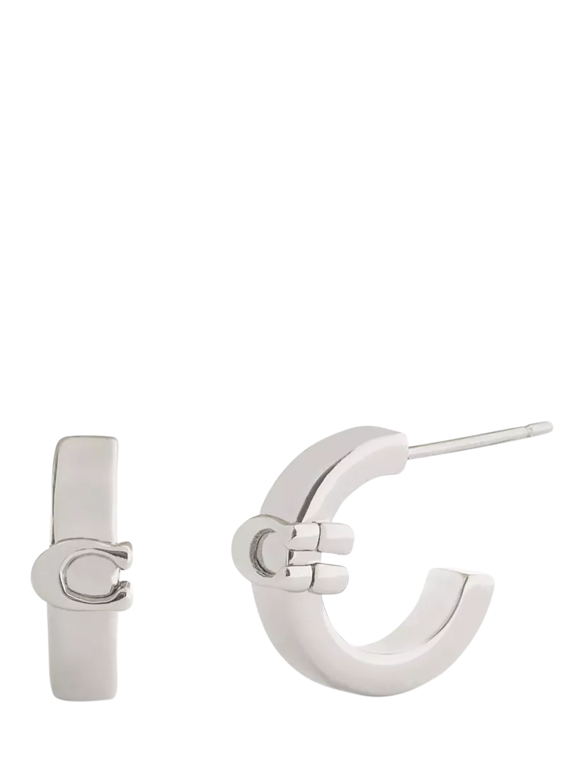 Coach Signature C huggie hoop earrings gold tone (British brand)