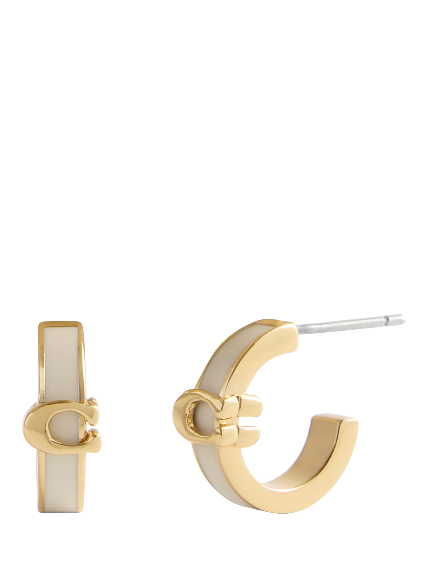 Coach gold huggie earrings minimal hoop (British brand)