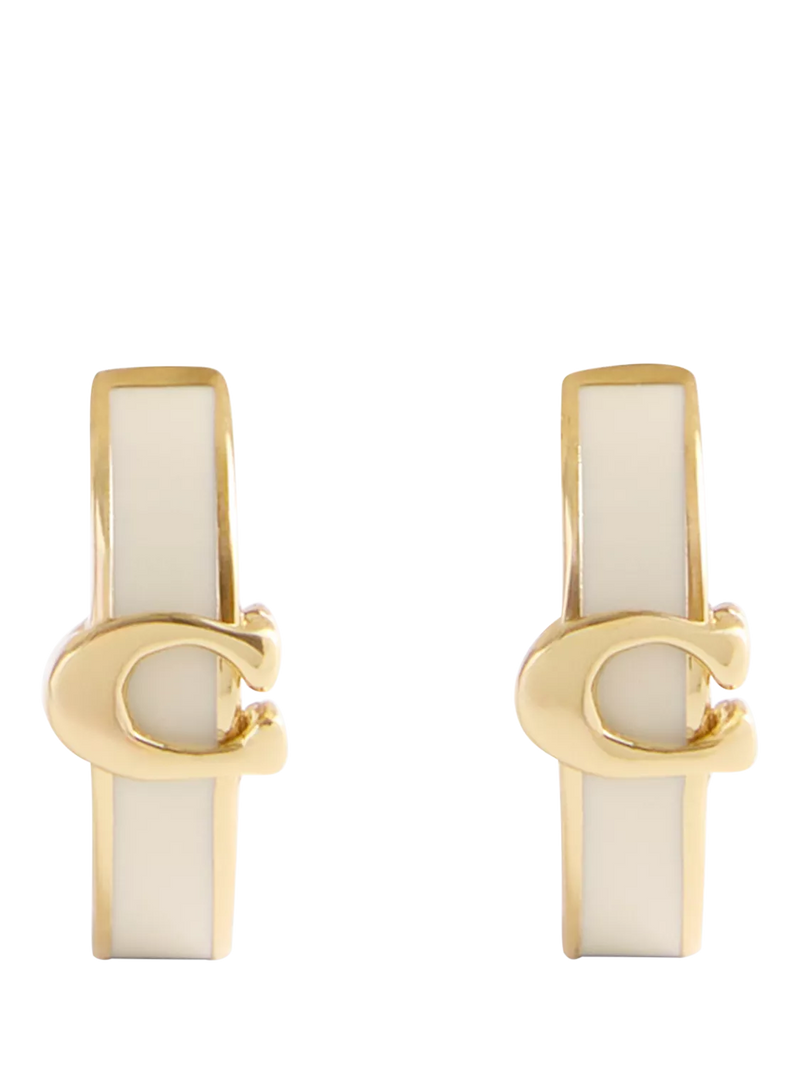 Coach gold huggie earrings minimal hoop (British brand)