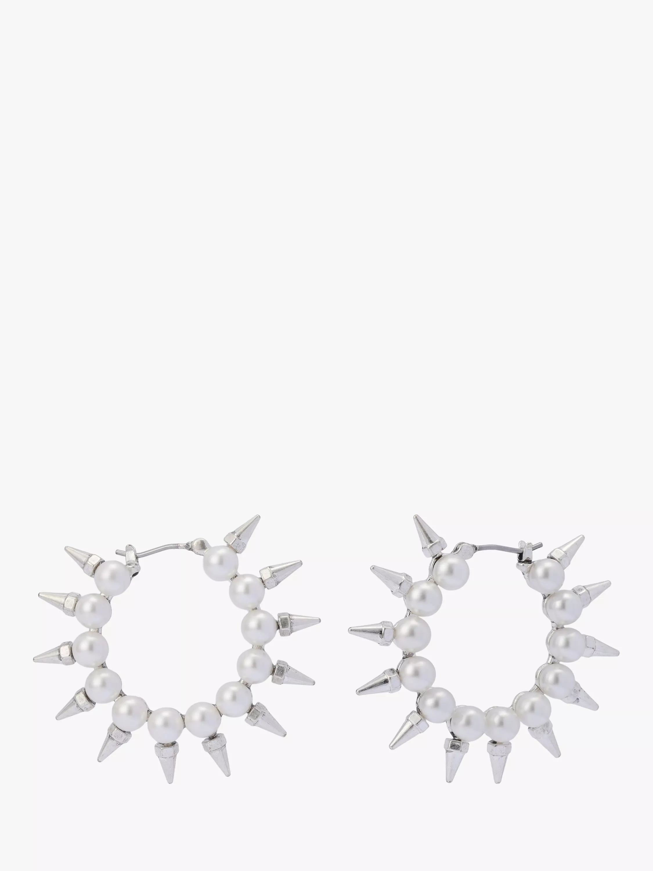 AllSaints pearl hoop earrings medium warm silver, UK version
