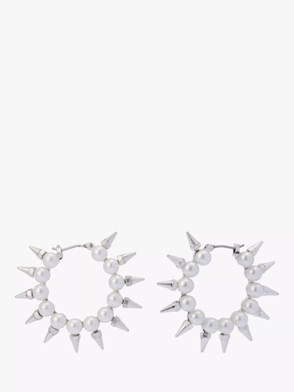 AllSaints pearl hoop earrings medium warm silver, UK version
