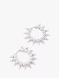 AllSaints pearl hoop earrings medium warm silver, UK version