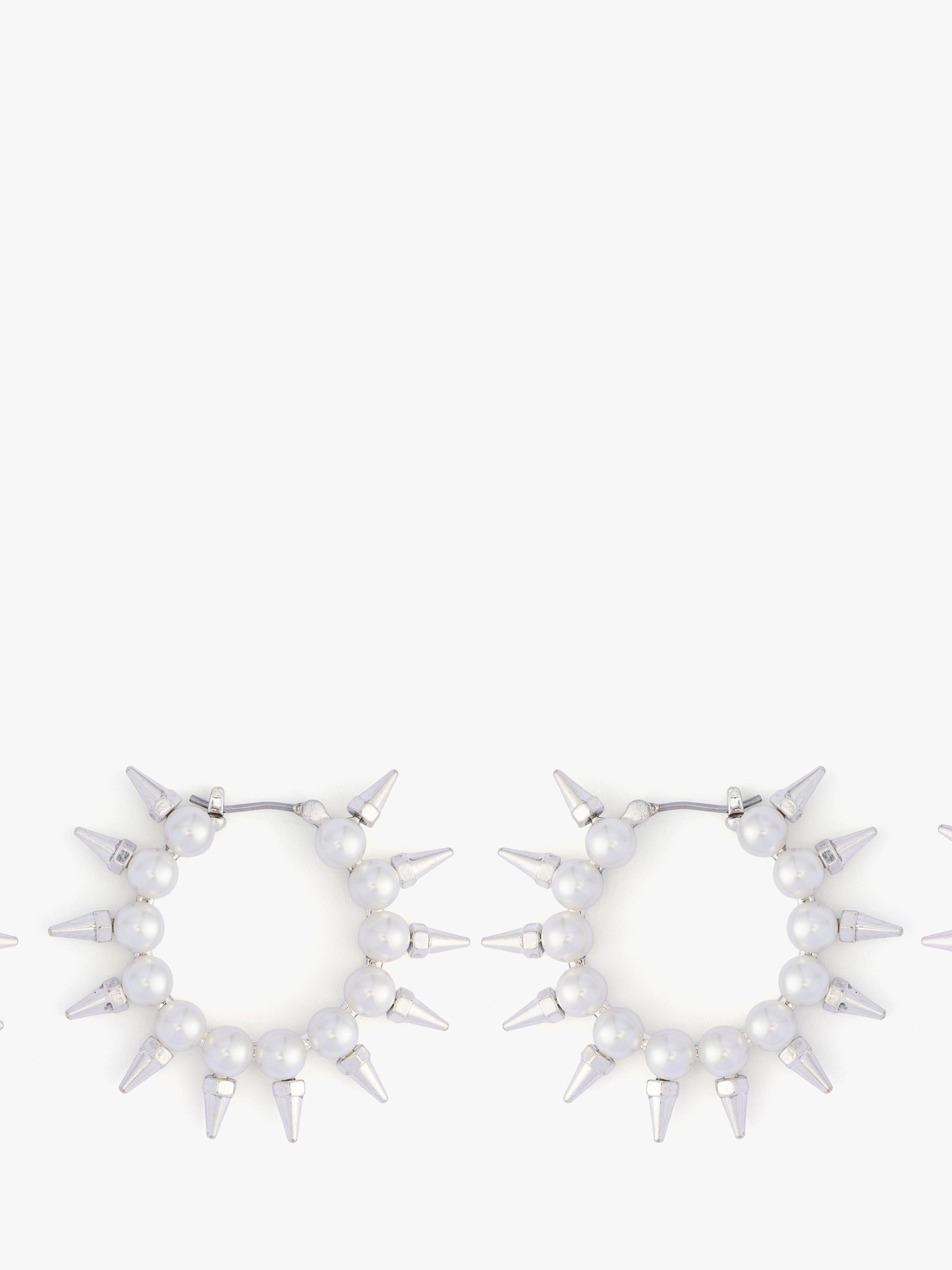 AllSaints pearl hoop earrings medium warm silver, UK version
