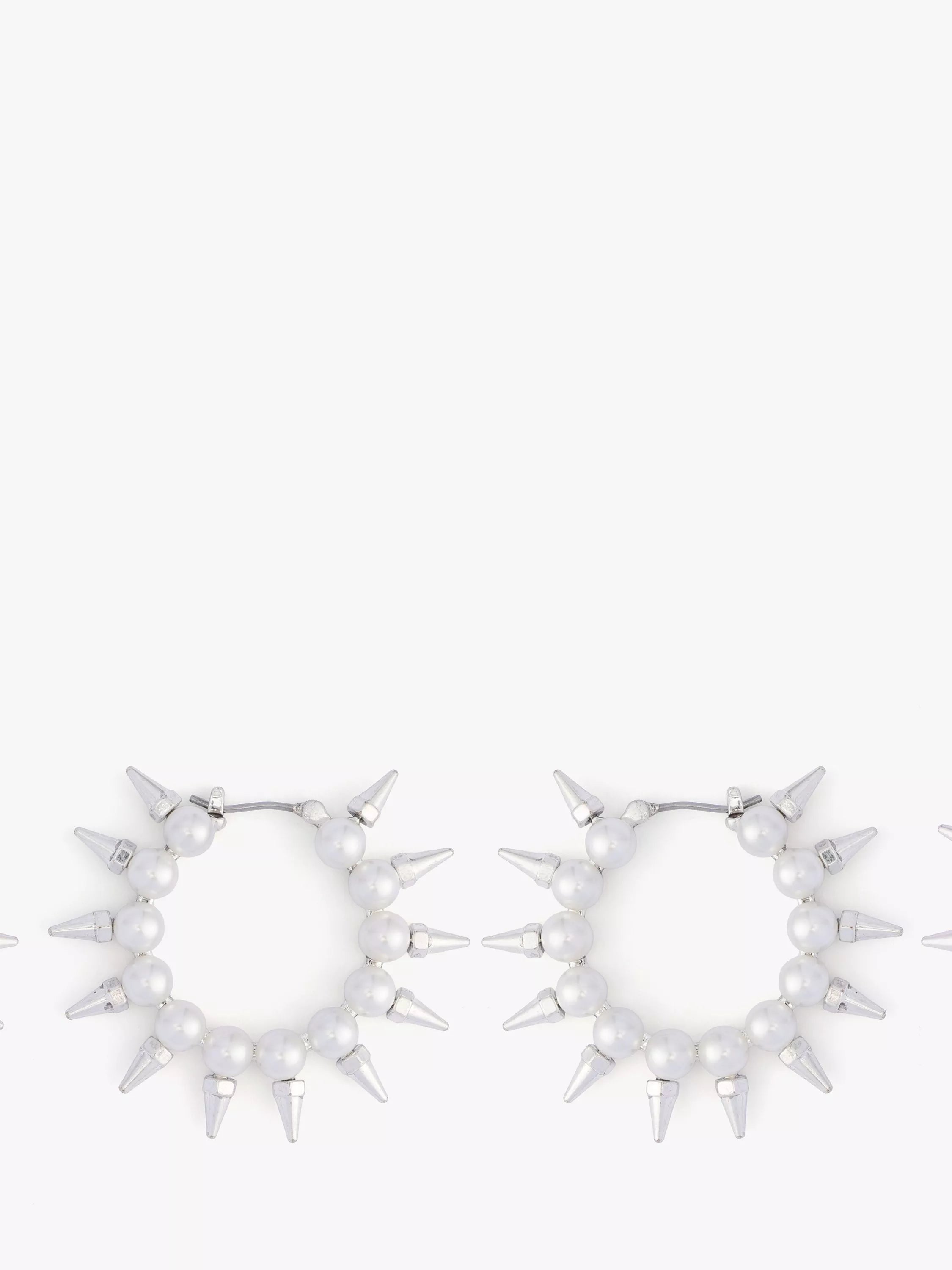 AllSaints pearl hoop earrings medium warm silver, UK version
