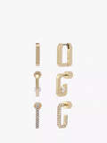 AllSaints hexagon hoop earrings 3 pairs gold, imported from the UK