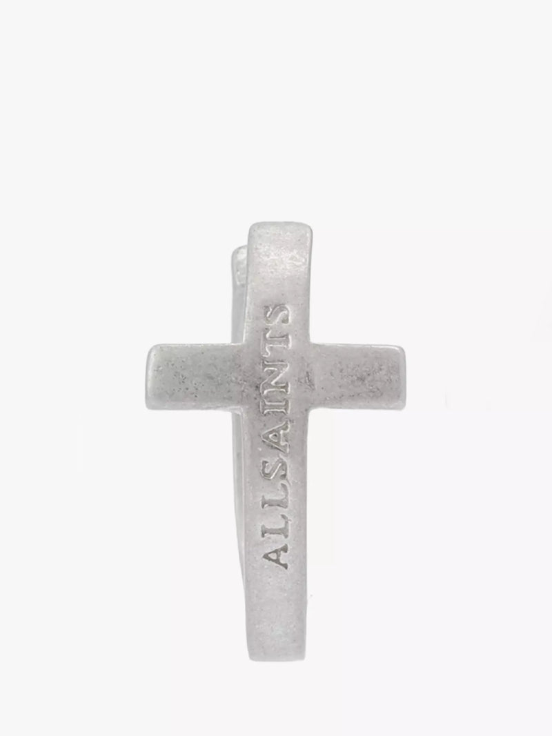 AllSaints sterling silver minimal huggie hoop earrings, imported from the UK