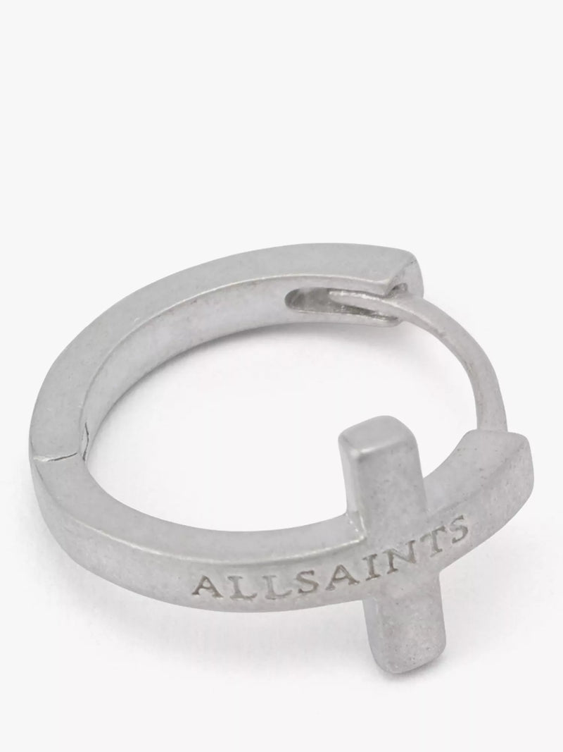 AllSaints sterling silver minimal huggie hoop earrings, imported from the UK