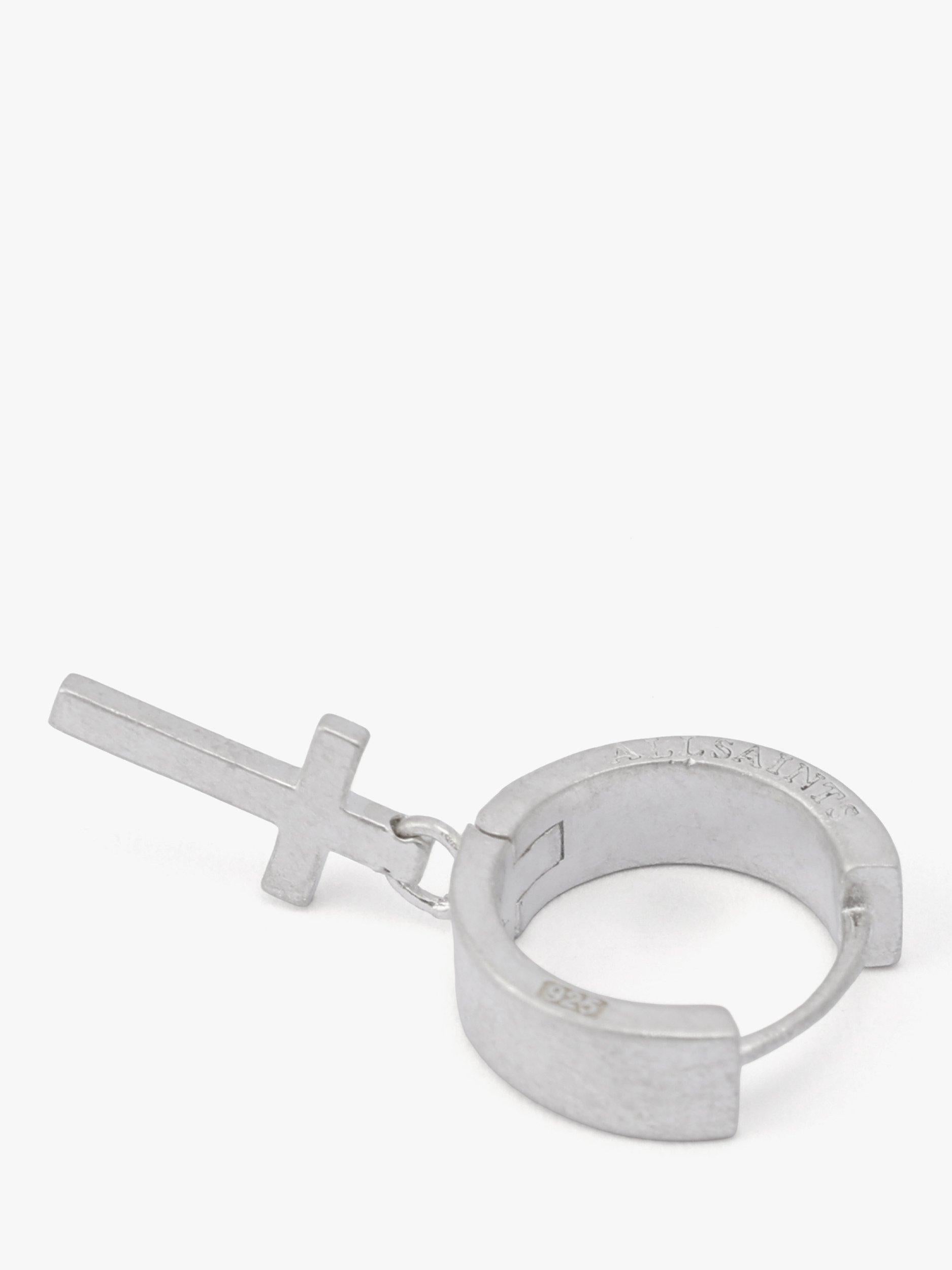 AllSaints sterling silver cross huggie hoop earrings - British product