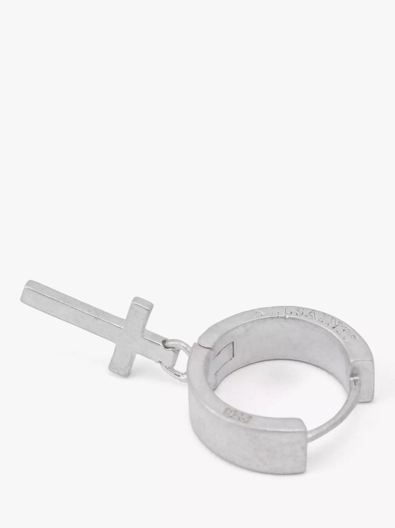 AllSaints sterling silver cross huggie hoop earrings - British product