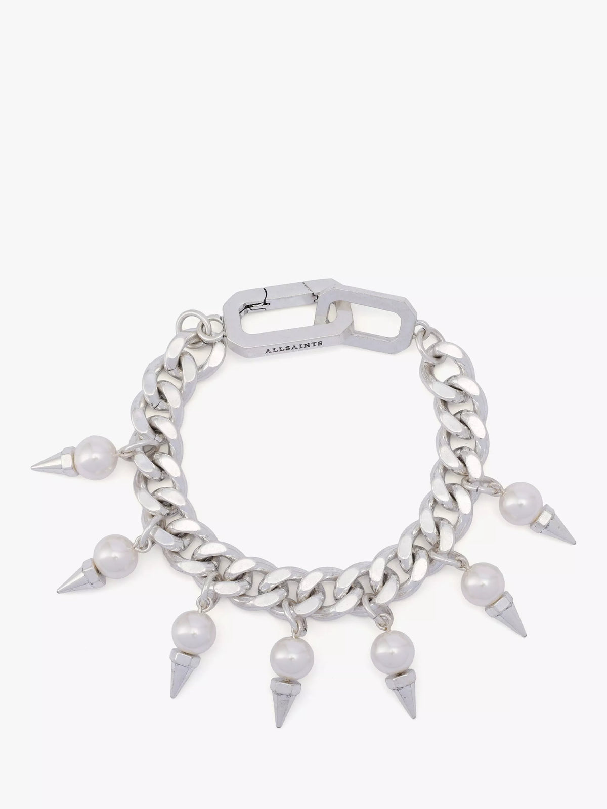 AllSaints spiked pearl choker bracelet warm silver (British brand)