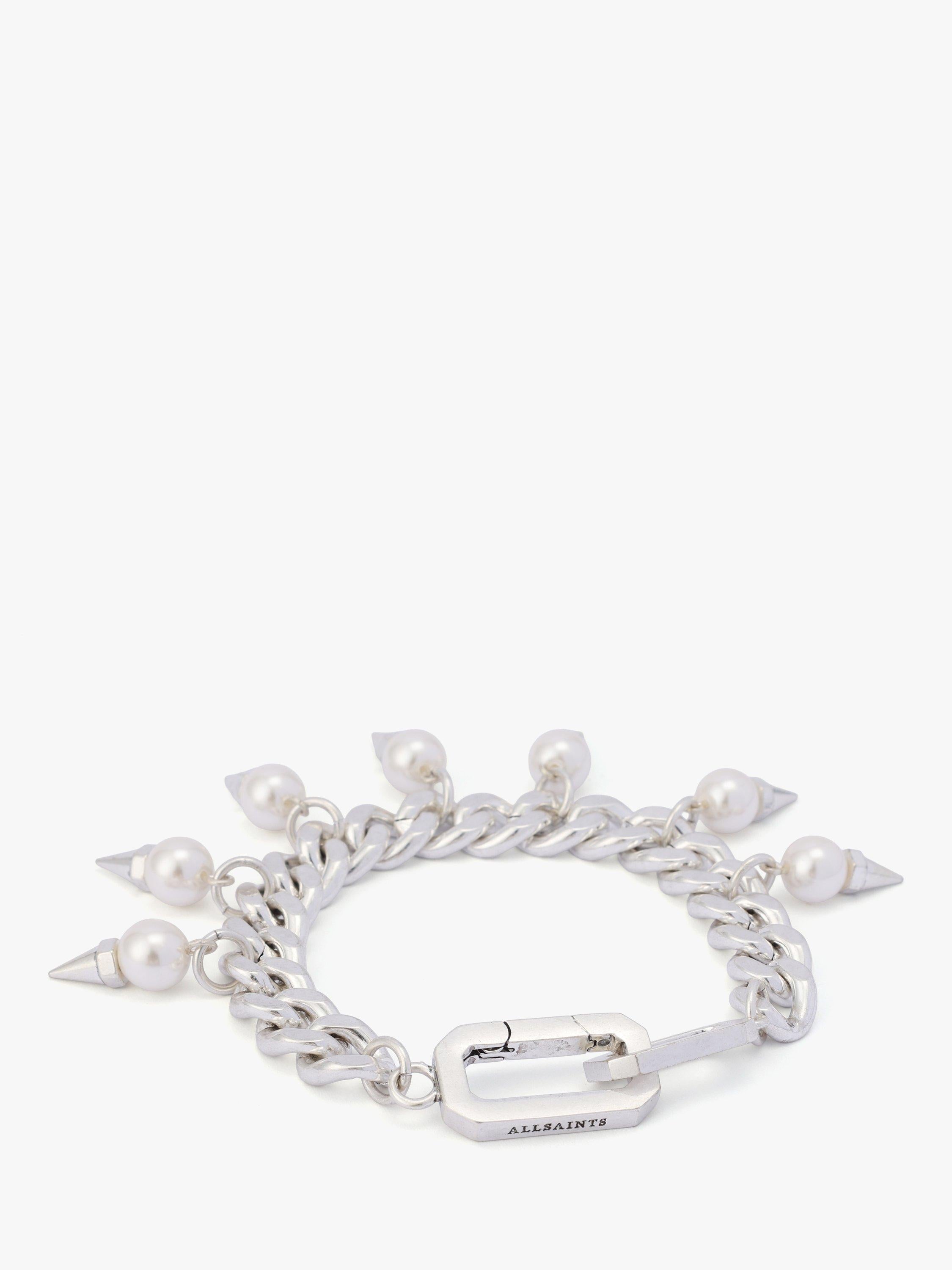 AllSaints spiked pearl choker bracelet warm silver (British brand)
