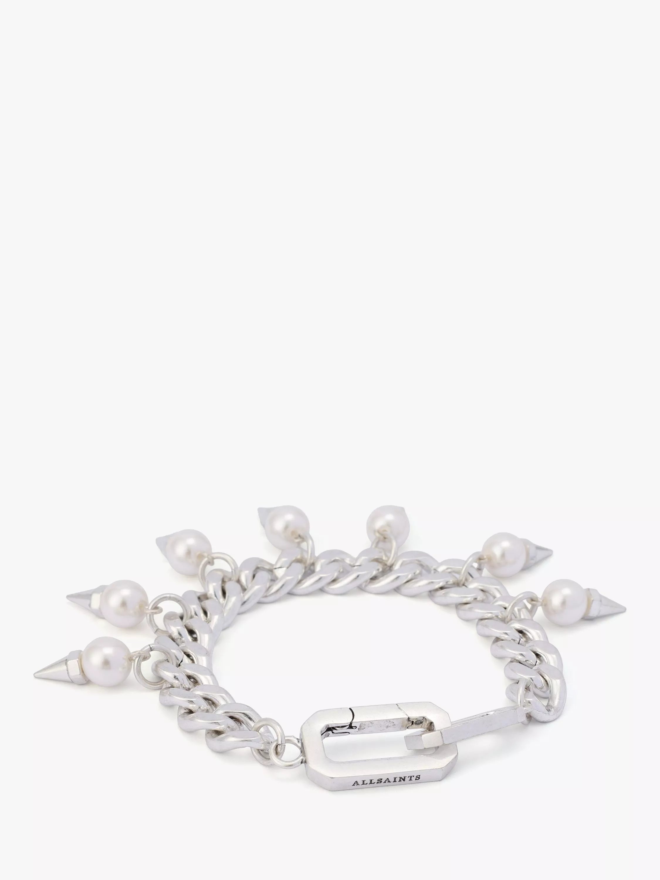 AllSaints spiked pearl choker bracelet warm silver (British brand)