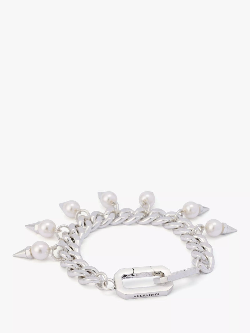 AllSaints spiked pearl choker bracelet warm silver (British brand)