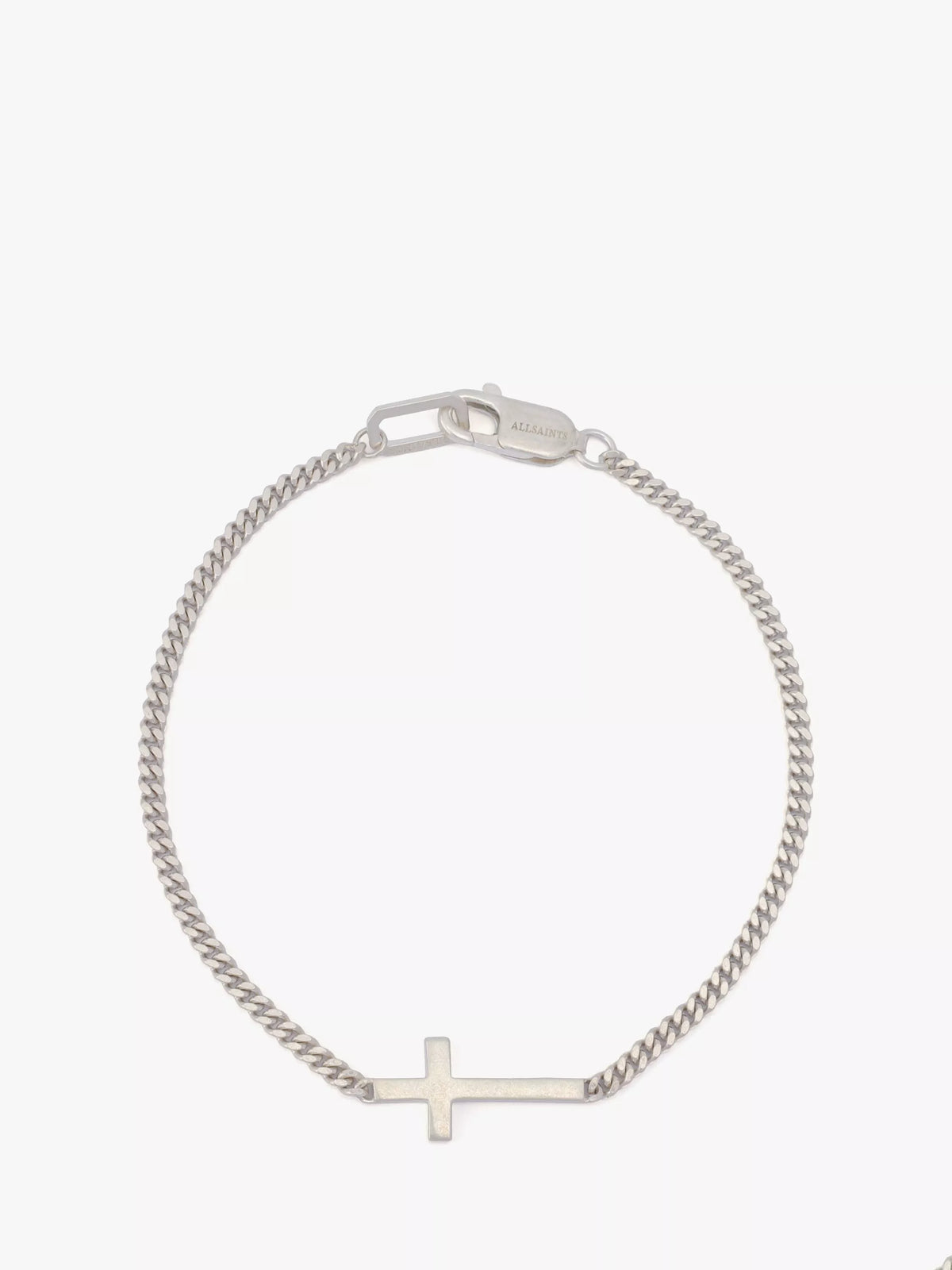 AllSaints Sterling Silver Curb Chain Link Cross Bracelet