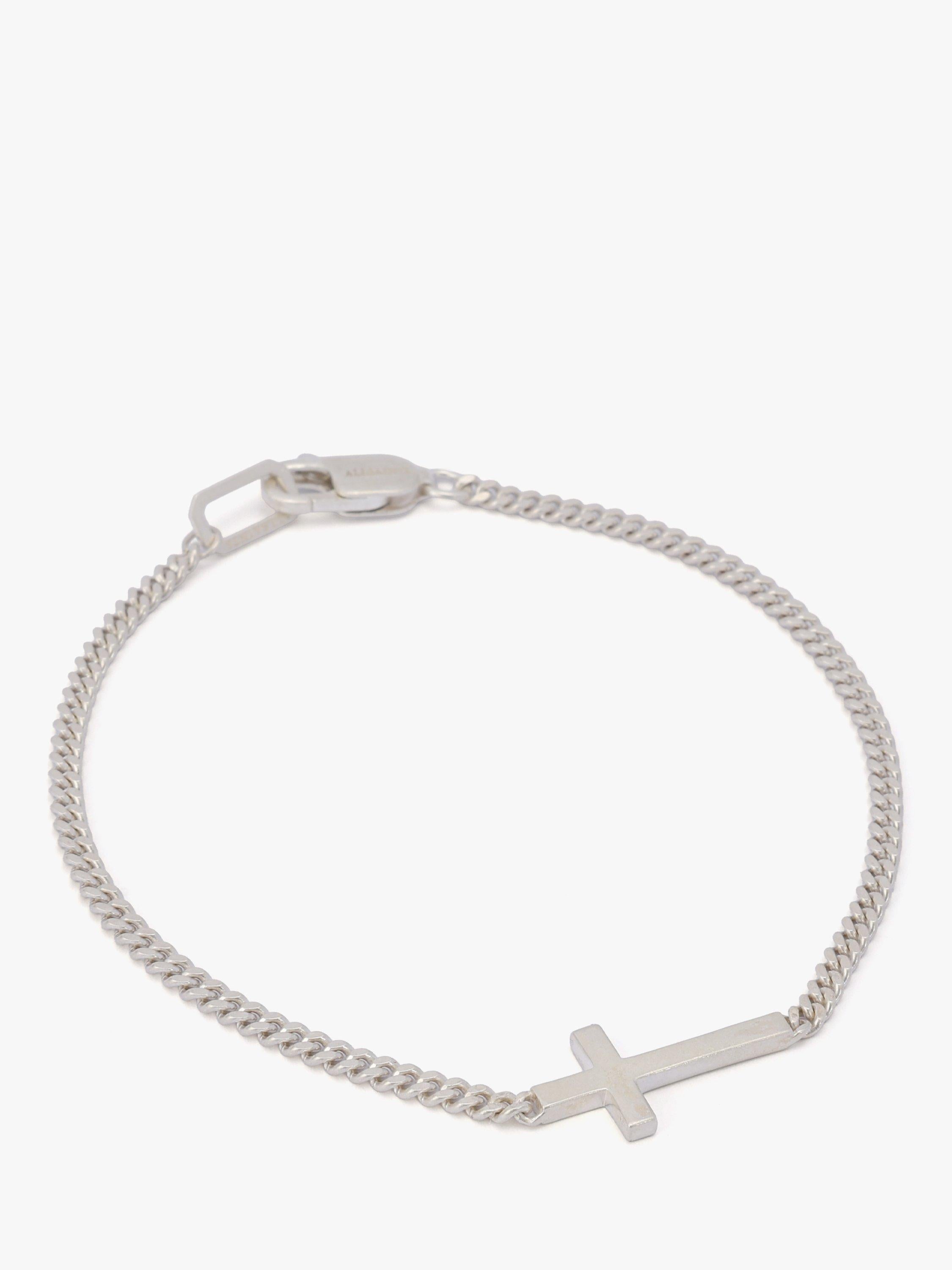 AllSaints sterling silver cross curb chain bracelet (British brand)