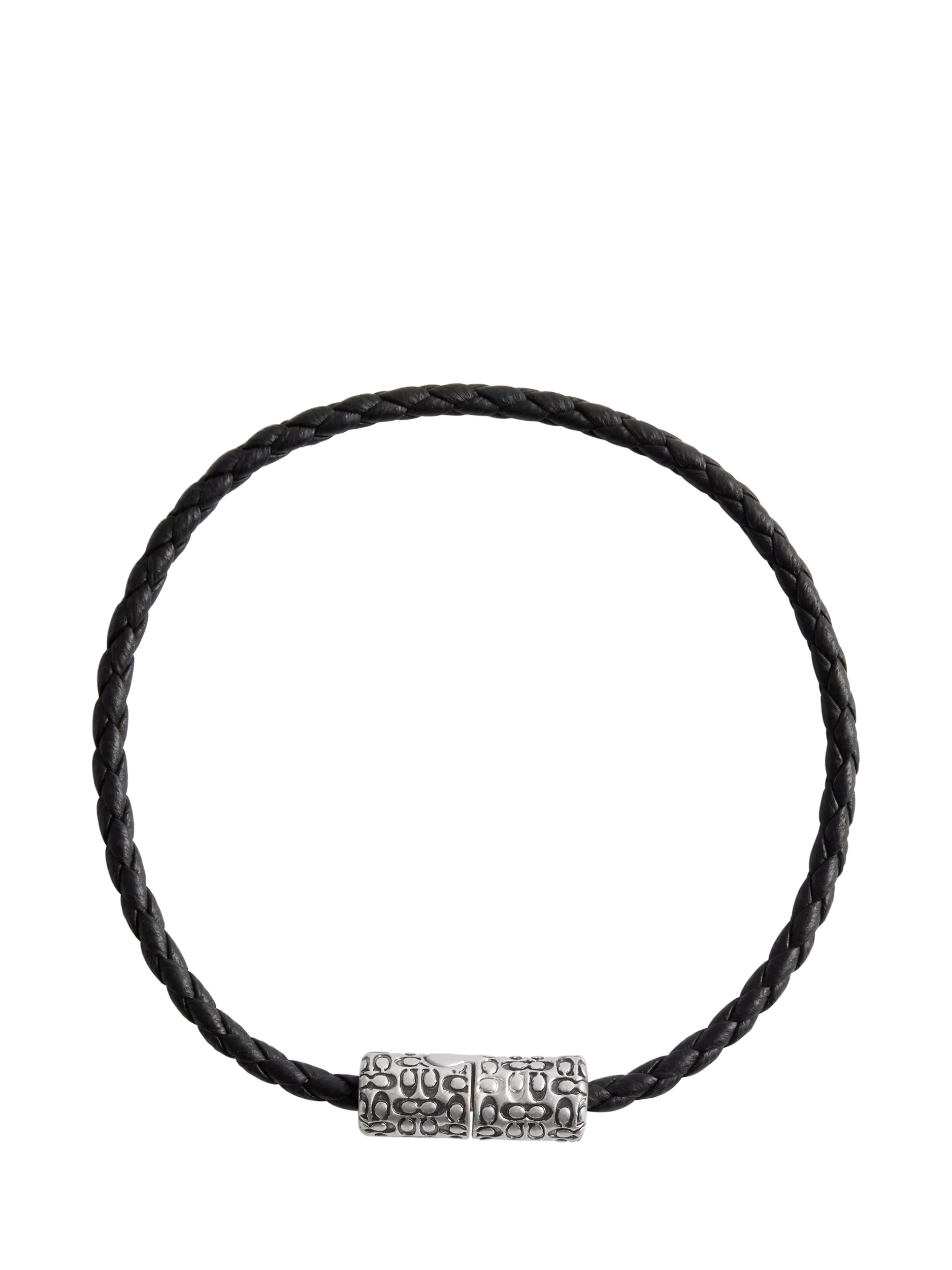 Coach antique silver leather woven bracelet, UK version