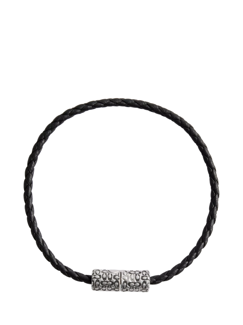 Coach antique silver leather woven bracelet, UK version