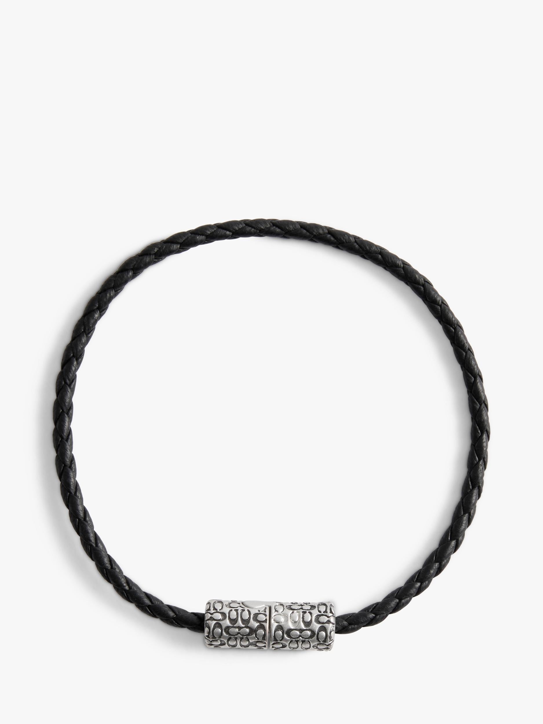 Coach antique silver leather woven bracelet, UK version