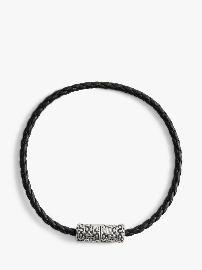 Coach antique silver leather woven bracelet, UK version