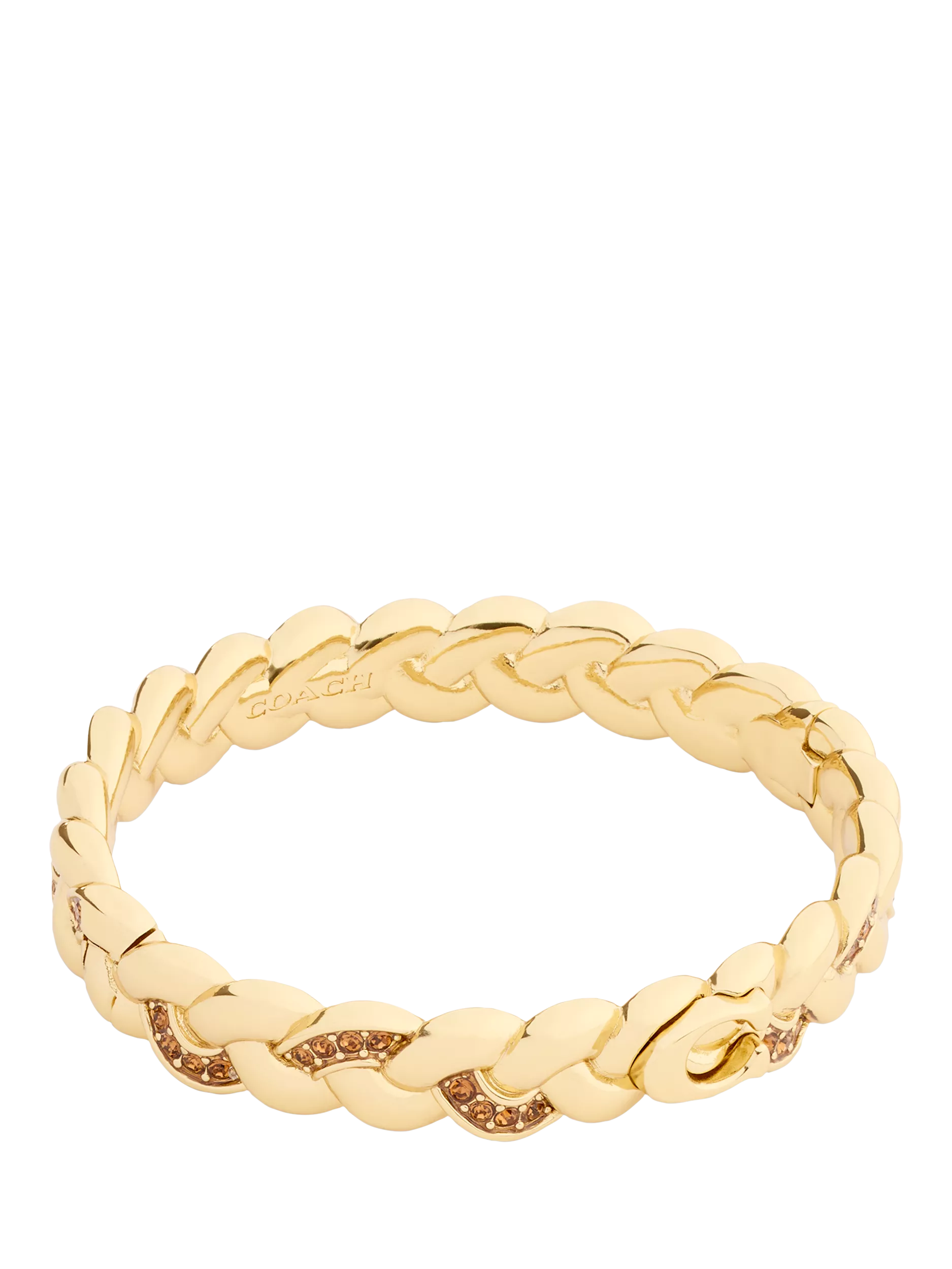 Coach braided gold bangle bracelet with cubic zirconia (British brand)