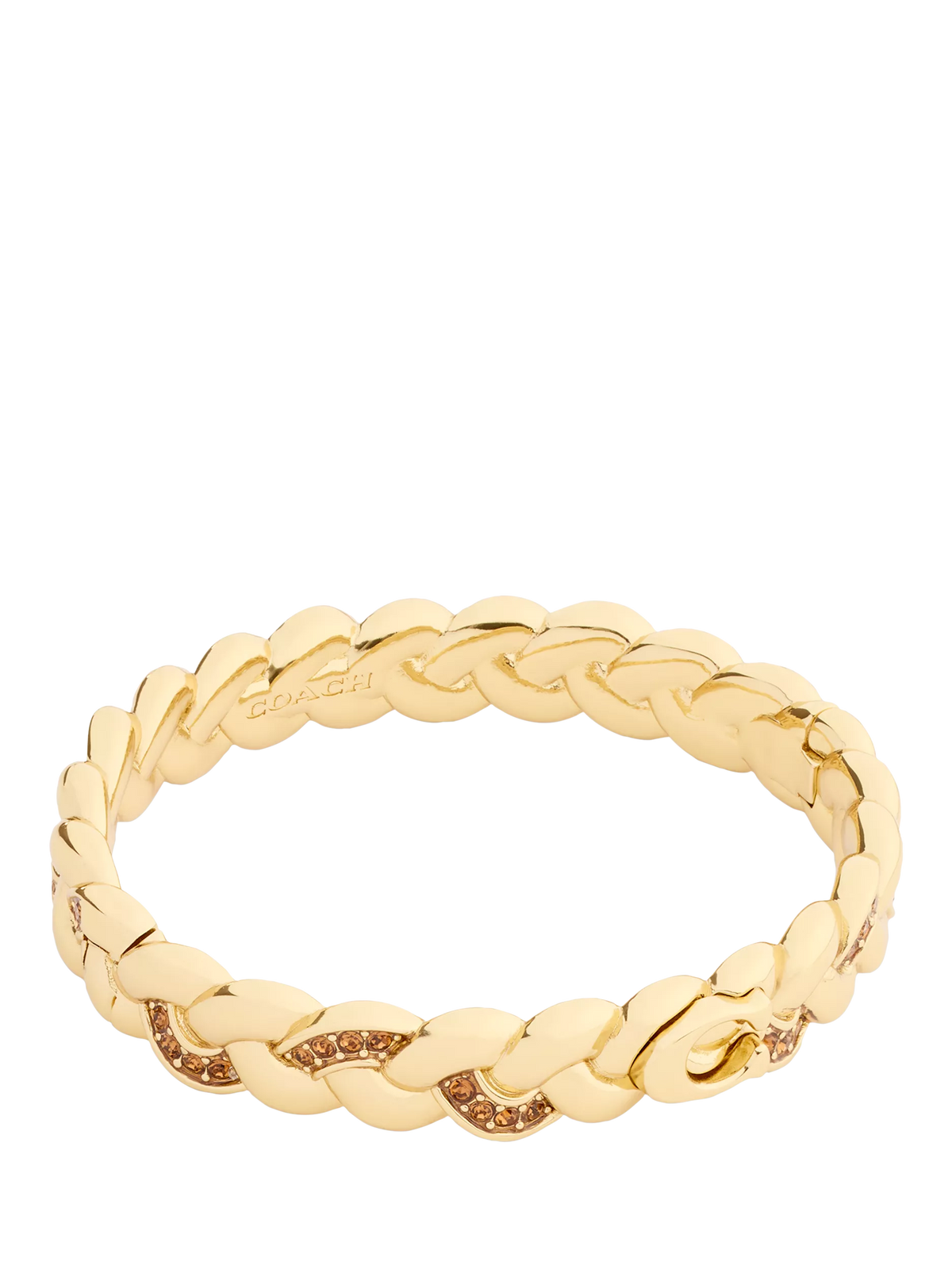 Coach braided gold bangle bracelet with cubic zirconia (British brand)