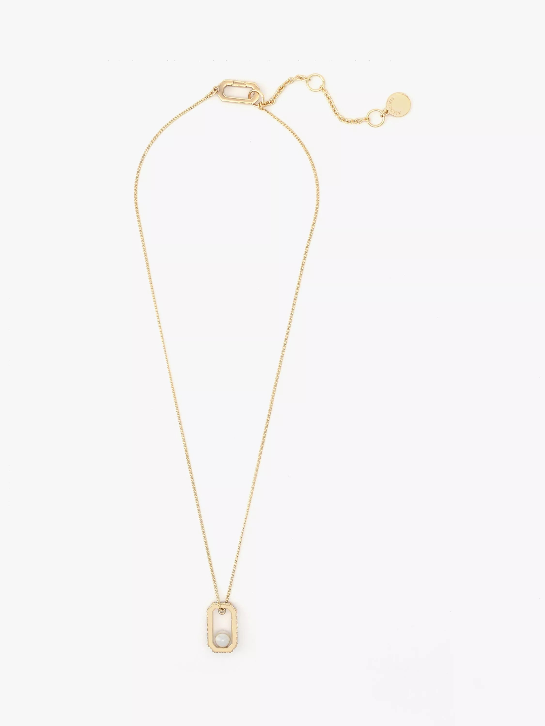 AllSaints pearl and crystal hexagon necklace shiny gold, UK version