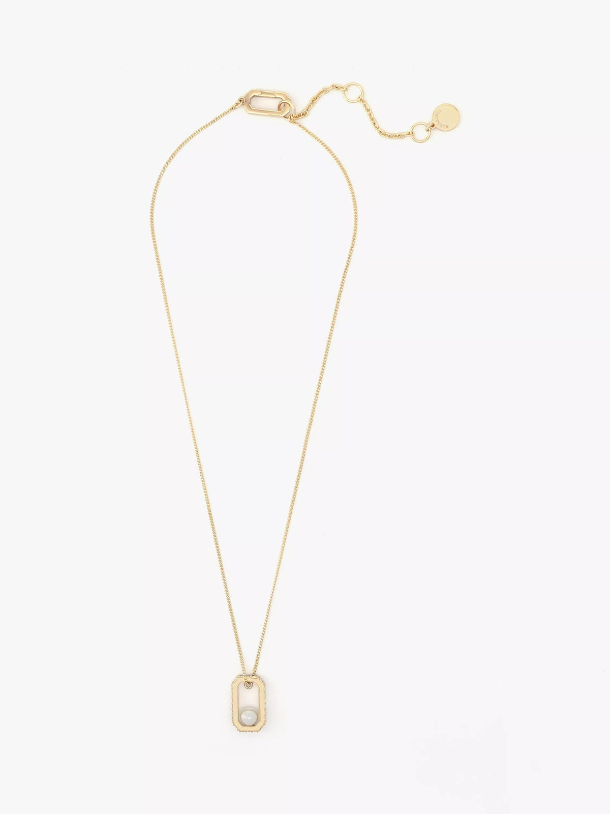 AllSaints pearl and crystal hexagon necklace shiny gold, UK version