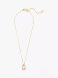 AllSaints pearl and crystal hexagon necklace shiny gold, UK version