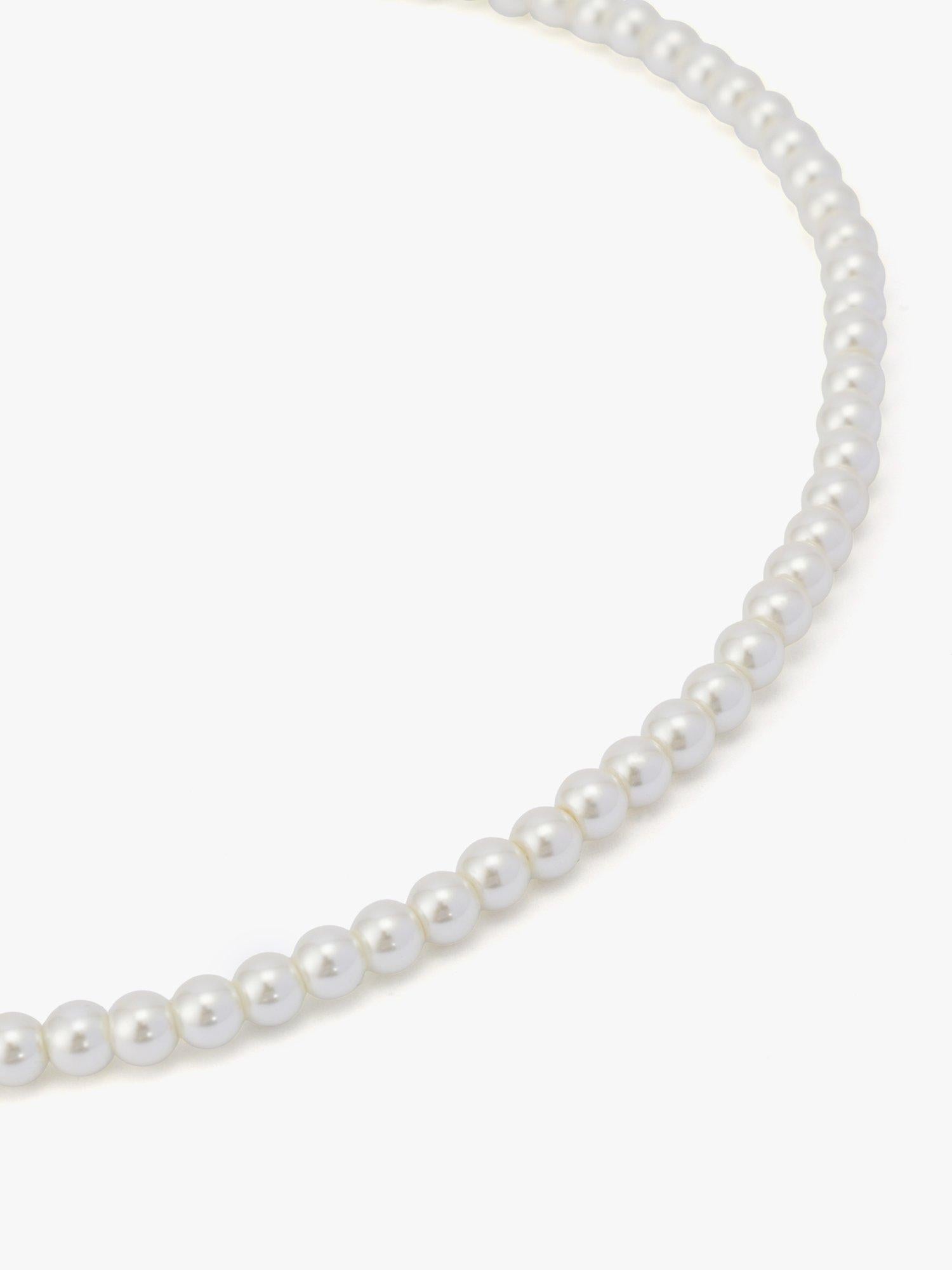 AllSaints pearl strand necklace in shiny gold, UK version