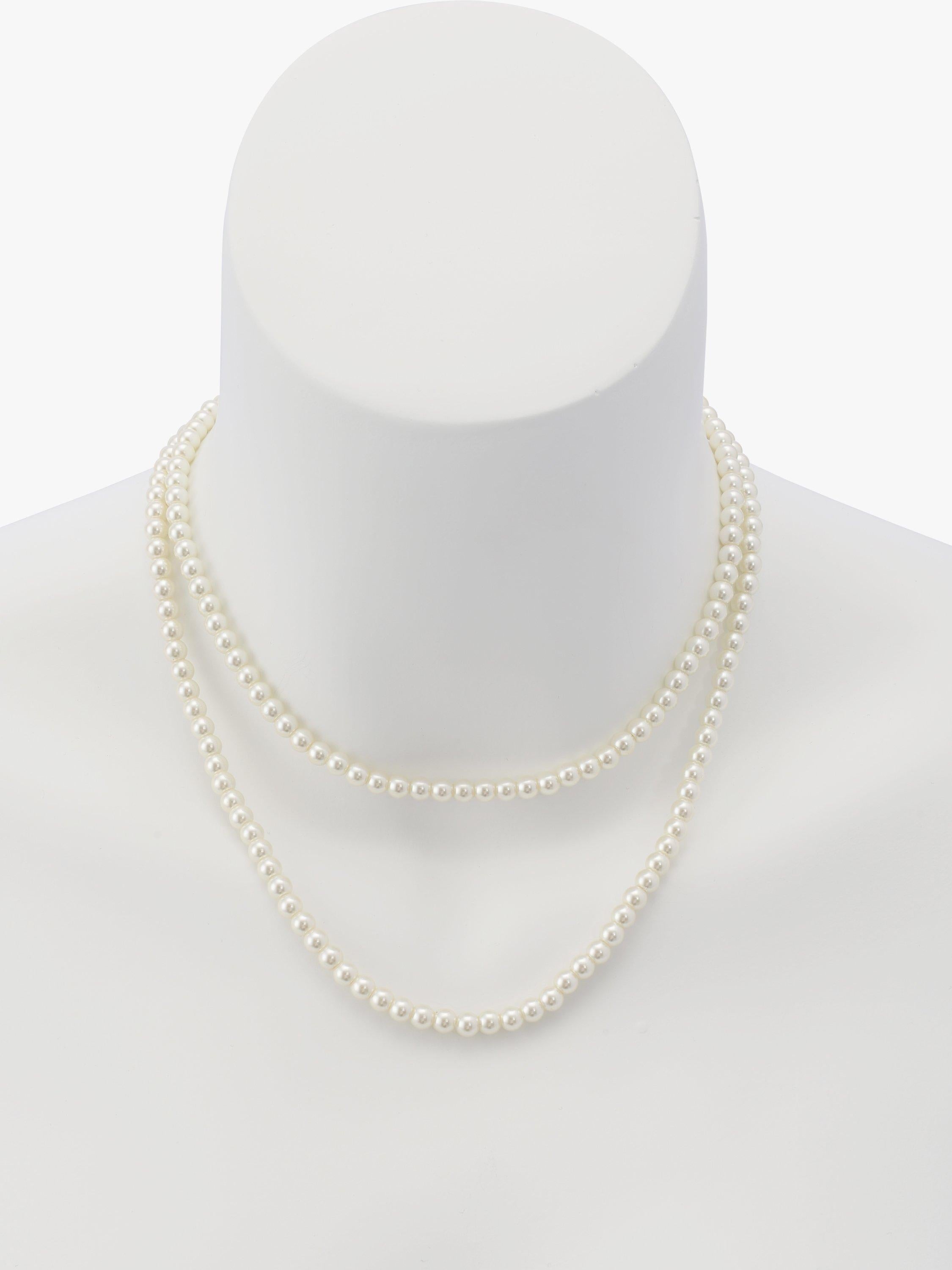 AllSaints pearl strand necklace in shiny gold, UK version