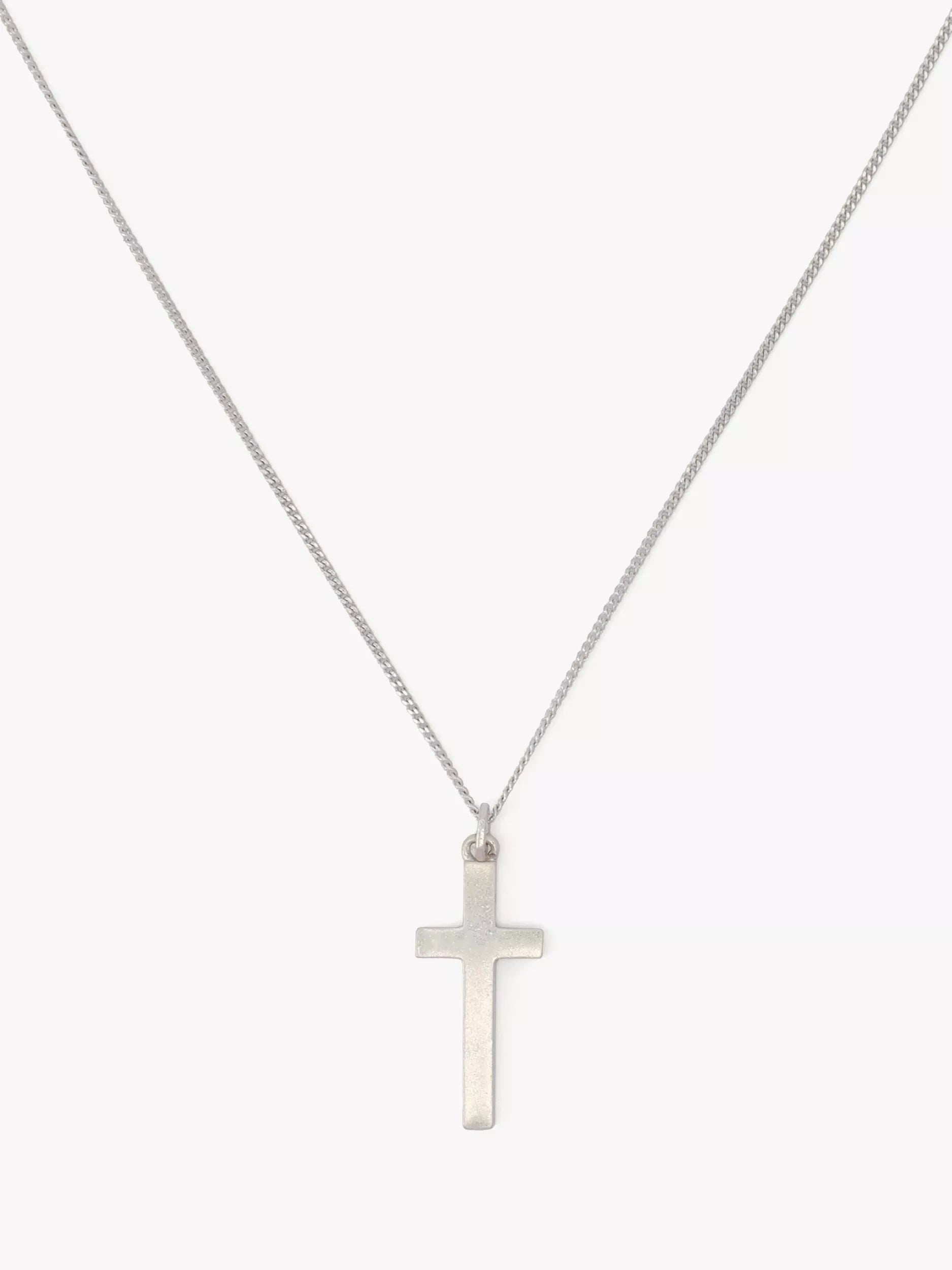 AllSaints cross pendant silver curb chain necklace (British brand)