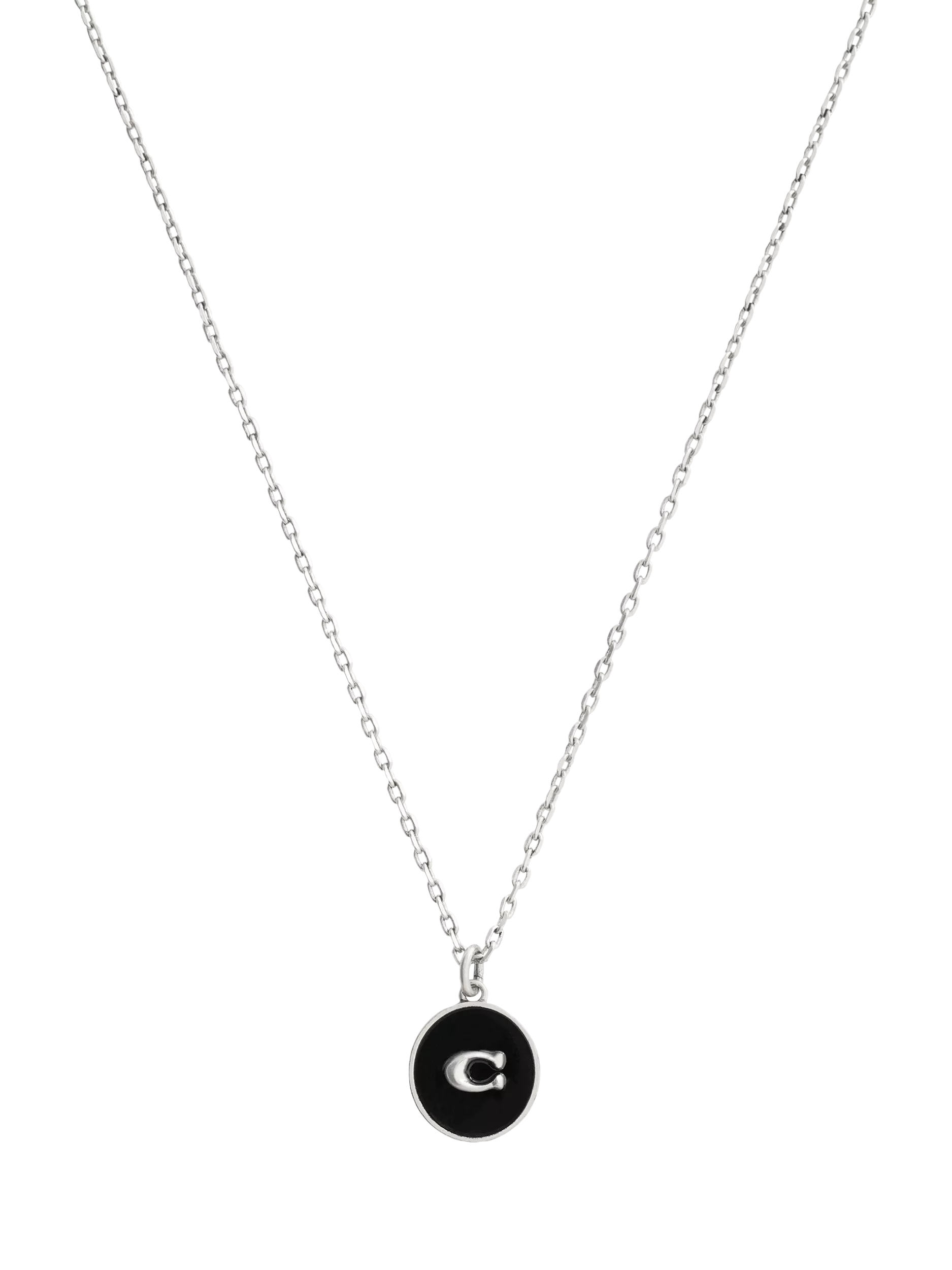 Coach pendant necklace antique silver C motif chain - British product