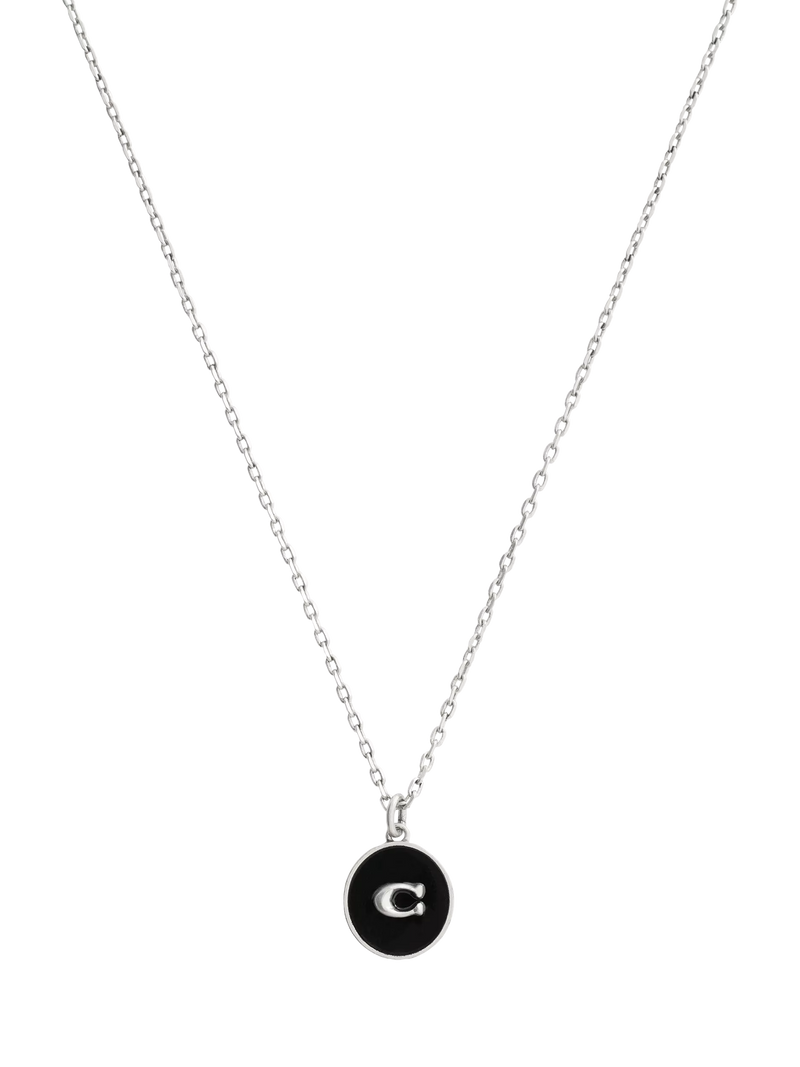 Coach pendant necklace antique silver C motif chain - British product