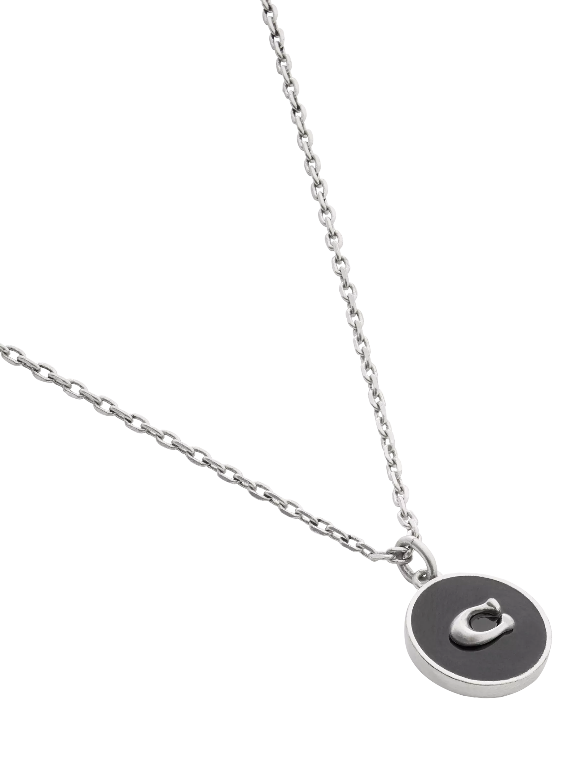 Coach pendant necklace antique silver C motif chain - British product