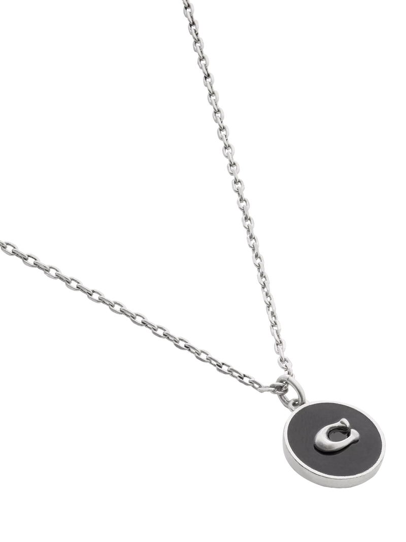 Coach pendant necklace antique silver C motif chain - British product