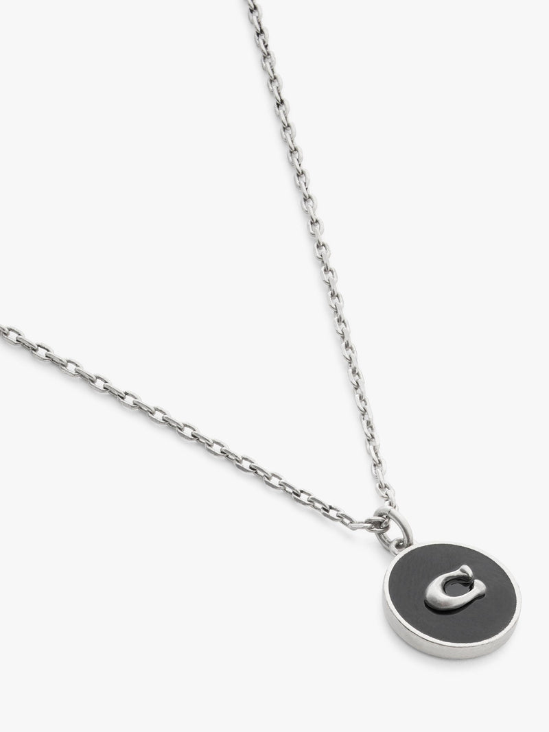 Coach pendant necklace antique silver C motif chain - British product