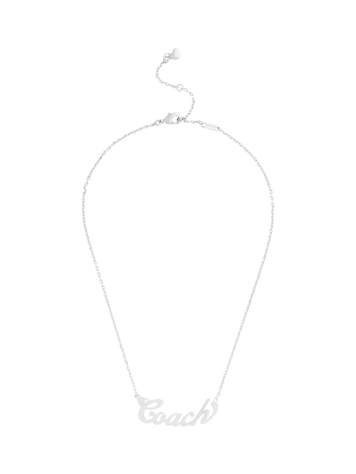 Coach name plate pendant necklace in rhodium, UK version