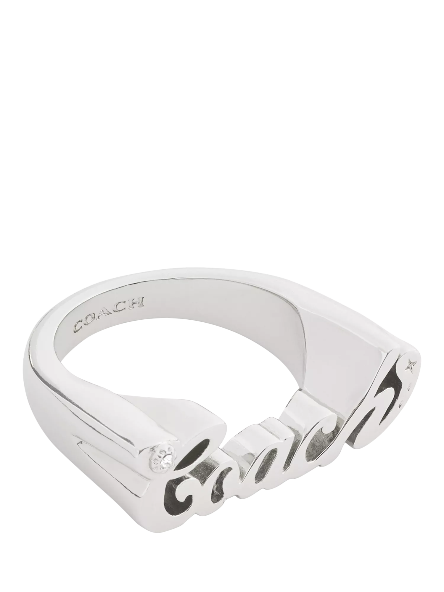 Coach name plate ring rhodium size O - British product